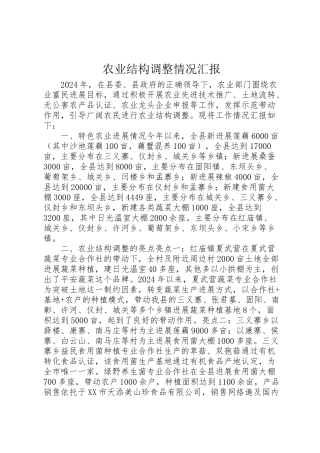 2024年农业结构调整情况汇报-