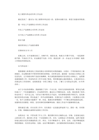 2024年化工销售年终总结年终