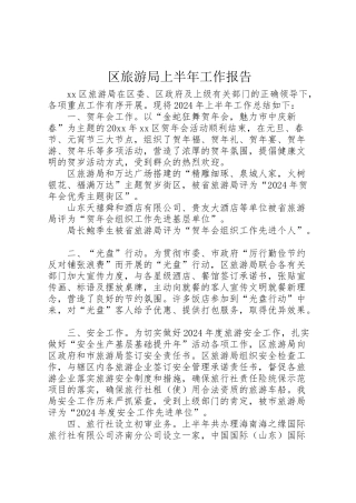 2024年区旅游局上半年工作报告-