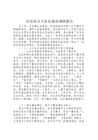 2024年区法院关于队伍建设调研报告-