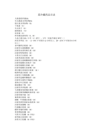 2024年医学专题—最全版--冷藏药品目录
