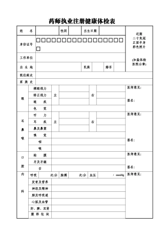 2024年医学专题—最新2024执业药师注册健康体检表