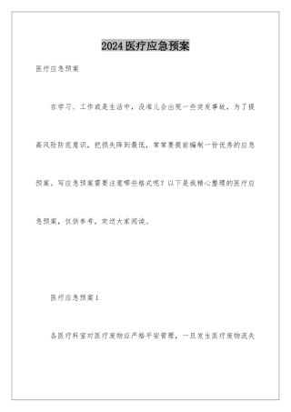 2024年医疗应急预案