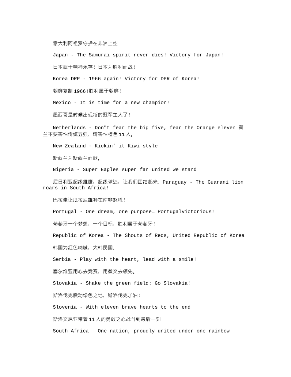 2024年南非世界杯各国参赛口号_第2页