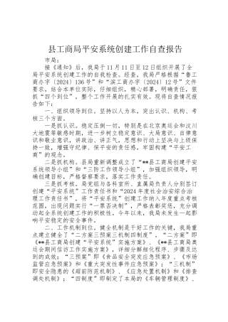 2024年县工商局平安系统创建工作自查报告-