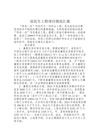 2024年县民生工程项目情况汇报-