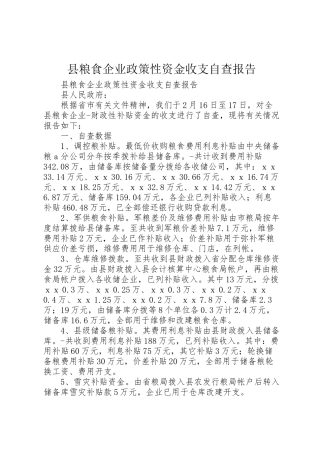 2024年县粮食企业政策性资金收支自查报告-