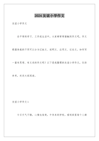 2024年友谊小学作文