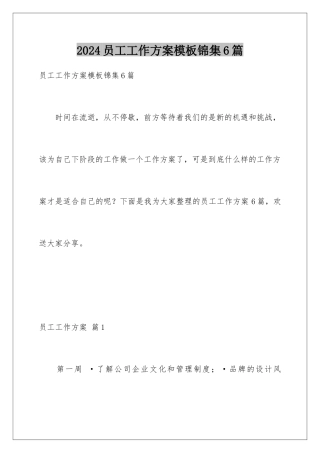 2024年员工工作计划锦集6篇