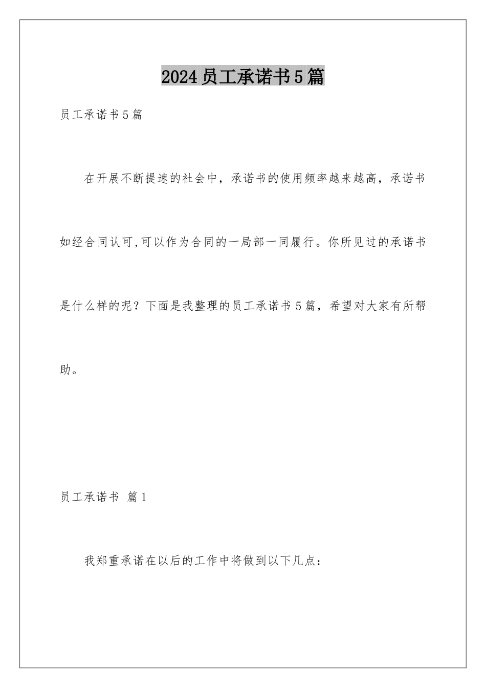 2024年员工承诺书5篇_第1页
