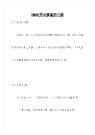 2024年员工承诺书三篇