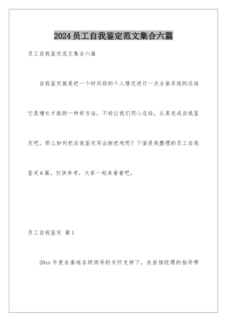 2024年员工自我鉴定范文集合六篇