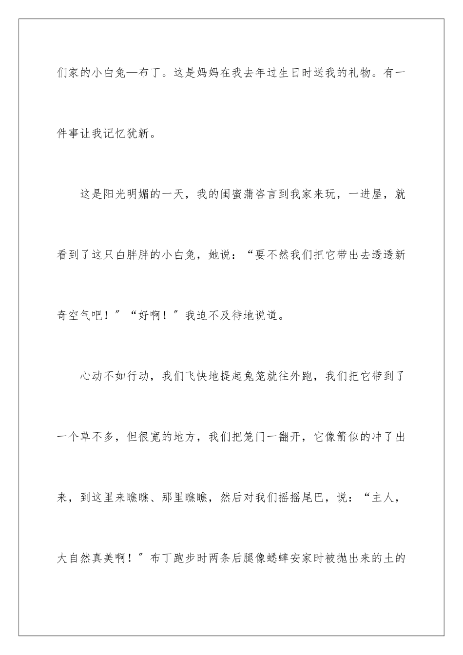 2024年四年级兔子作文合集9篇_第2页