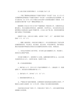 2024年国土局治理整顿矿业秩序及矿业工作总结