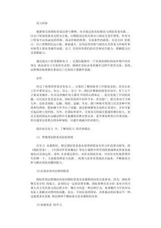 2024年国际贸易专业实习总结