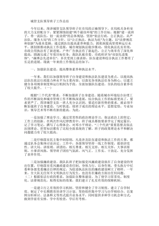 2024年城管支队领导班子工作总结