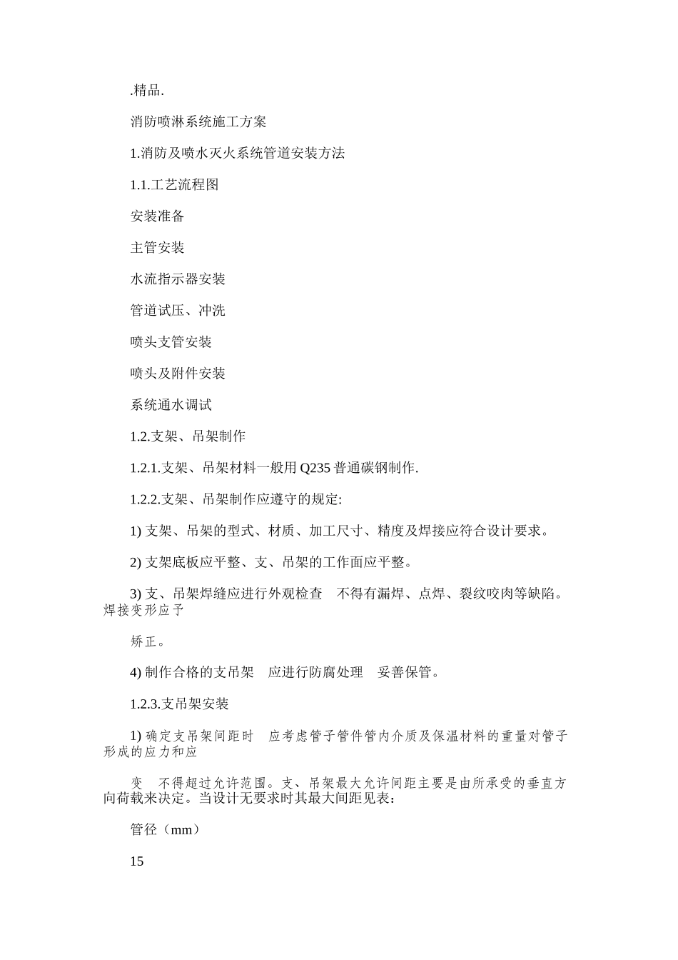2024年复习消防喷淋系统施工方案_第1页