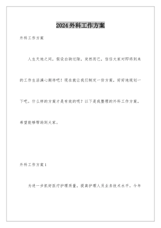 2024年外科工作计划