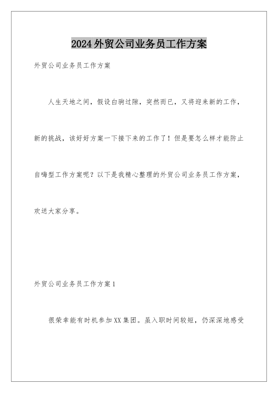 2024年外贸公司业务员工作计划_第1页