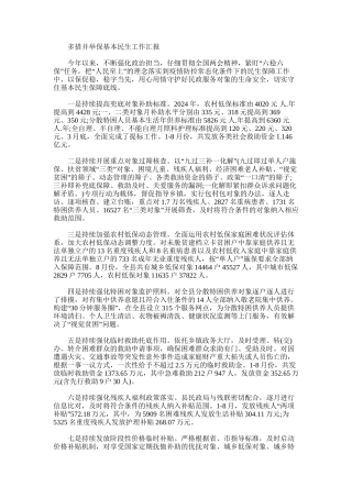 2024年多措并举保基本民生工作汇报例文