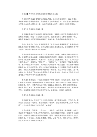 2024年大学生社会实践心得体会模板汇总九篇汇总