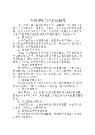2024年学校安全工作自检报告-