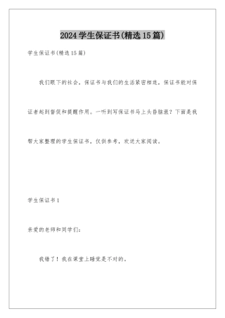 2024年学生保证书