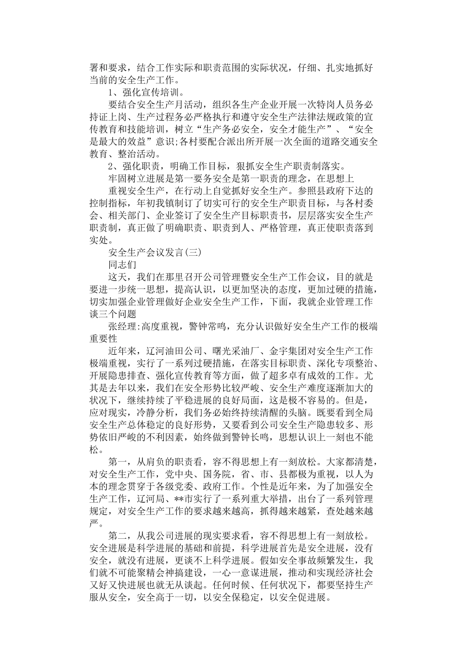 2024年安全生产会议发言精选五篇汇总_第3页