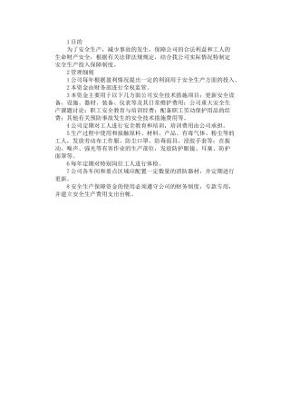 2024年安全生产投入保障制度