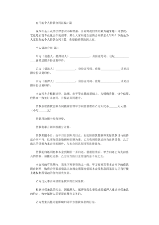 2024年实用的个人借款合同汇编7篇word版