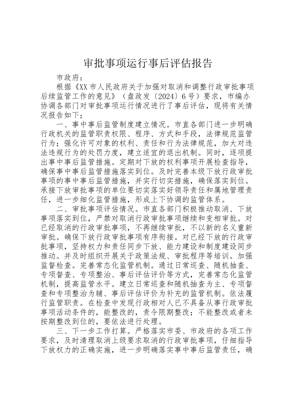 2024年审批事项运行事后评估报告-_第1页