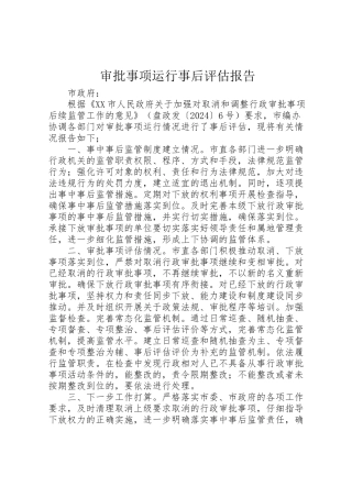 2024年审批事项运行事后评估报告-
