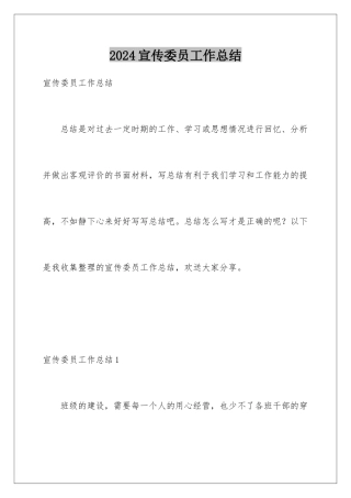 2024年宣传委员工作总结