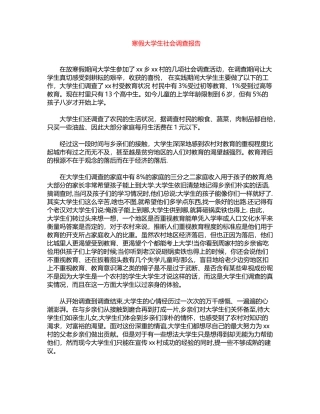 2024年寒假大学生社会调查报告word版
