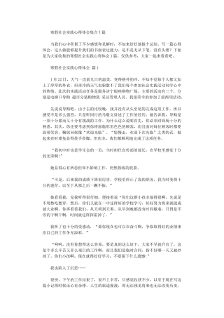 2024年寒假社会实践心得体会集合10篇