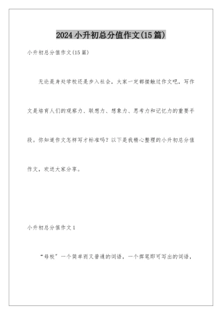 2024年小升初满分作文