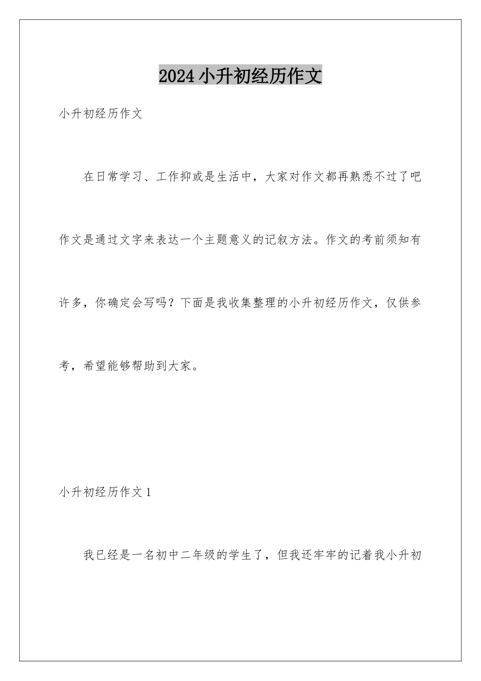 2024年小升初经历作文_第1页