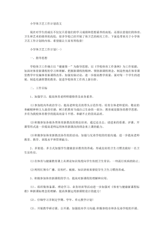 2024年小学体卫艺工作计划范文