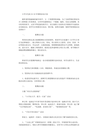 2024年小学少先队-年寒假活动计划