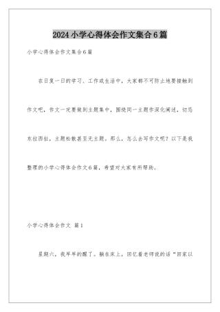 2024年小学心得体会作文集合6篇