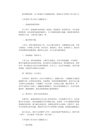 2024年小学教师工作计划个人模板范文