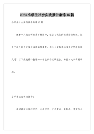 2024年小学生社会实践报告集锦15篇