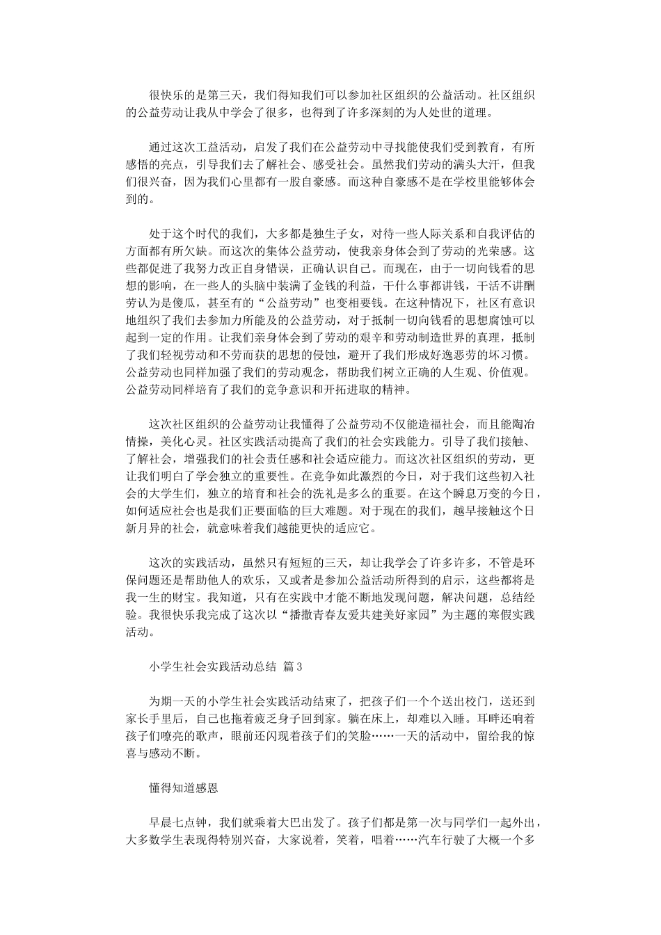 2024年小学生社会实践活动总结模板八篇汇总_第3页