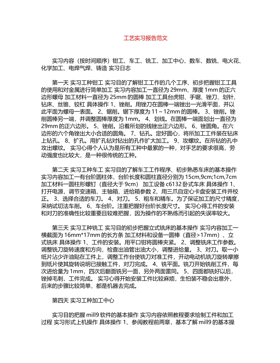 2024年工艺实习报告范文word版_第1页