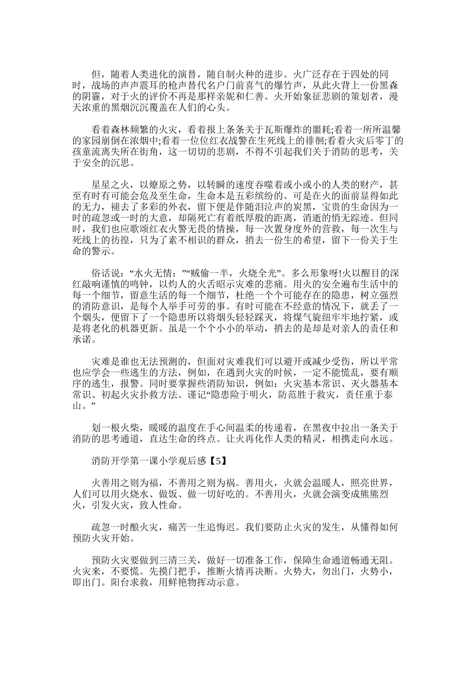 2024年广东消防开学第一课小学观后感最新大全_第3页
