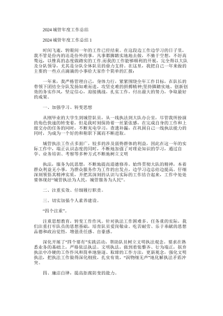 2024年度城管年度工作总结