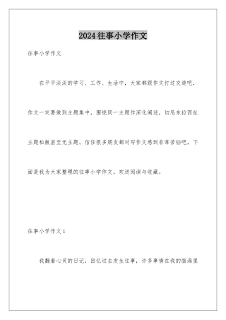 2024年往事小学作文