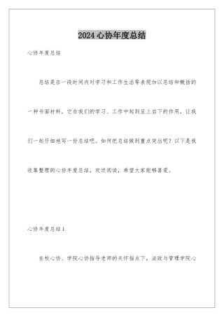 2024年心协年度总结