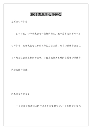 2024年志愿者心得体会