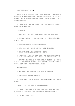 2024年急诊护理工作计划